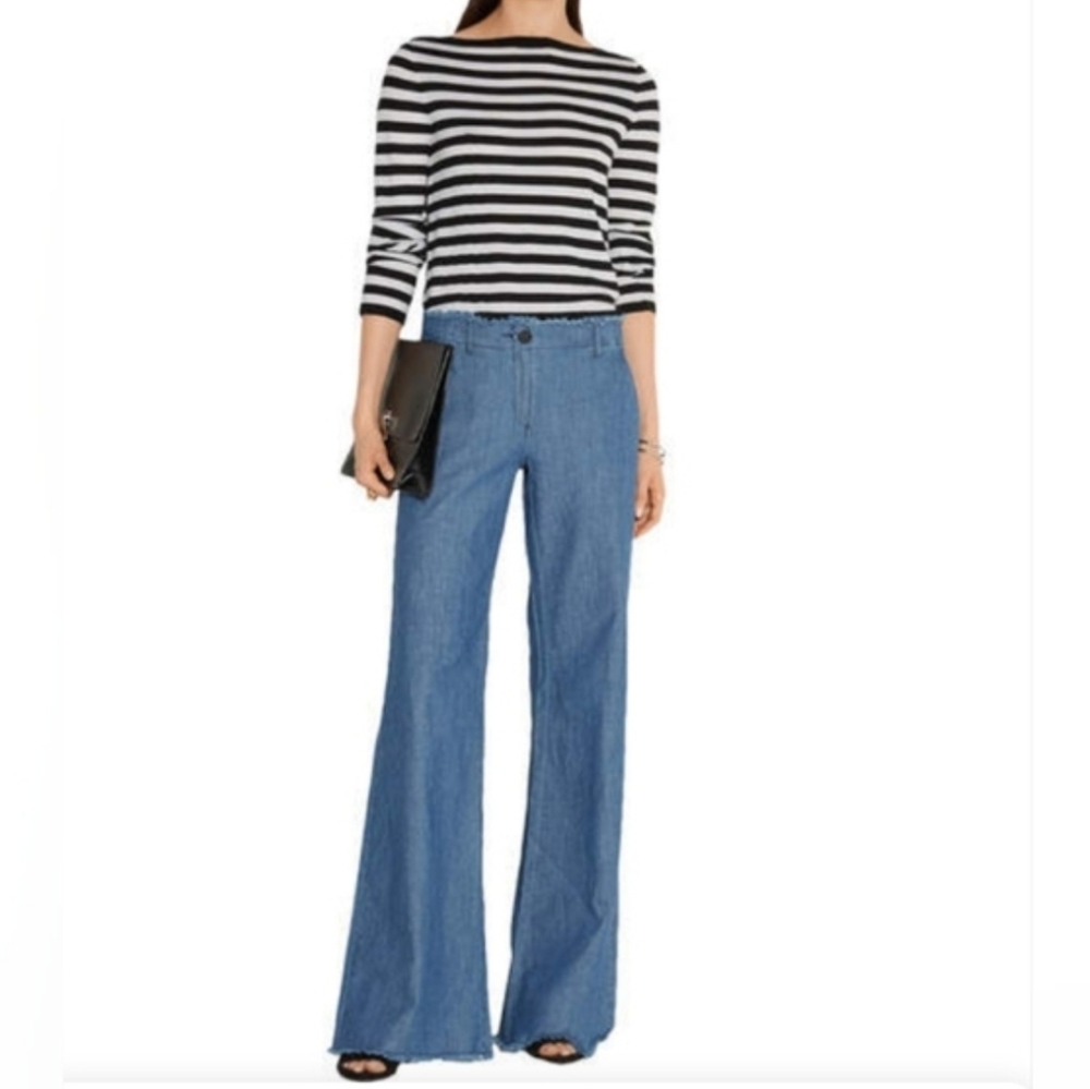 Women's Chambray Michael Kors Flared Fringed Pants
